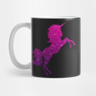 Dark Pink Purple Ombre Faux Glitter Unicorn Mug